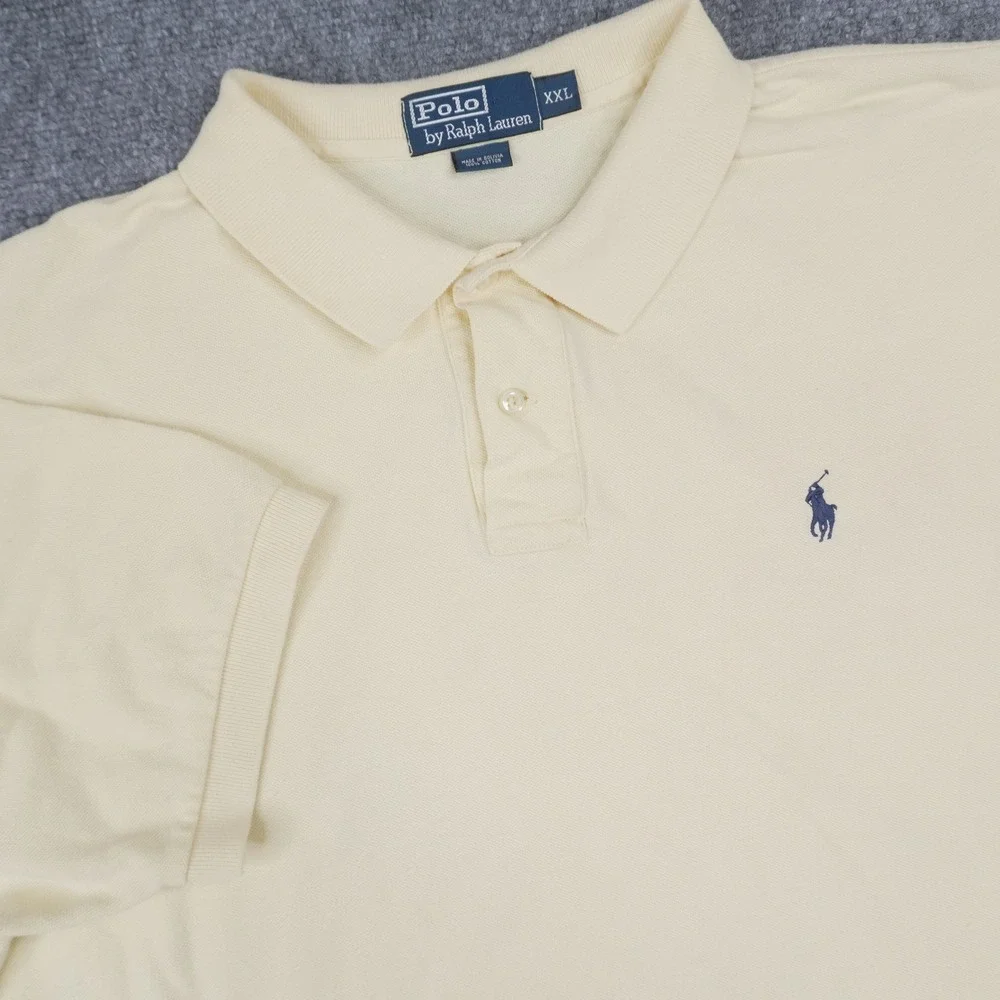 Polo Ralph Lauren Polo Shirt Mens XXL Yellow Short Sleeve Pique Pony Logo